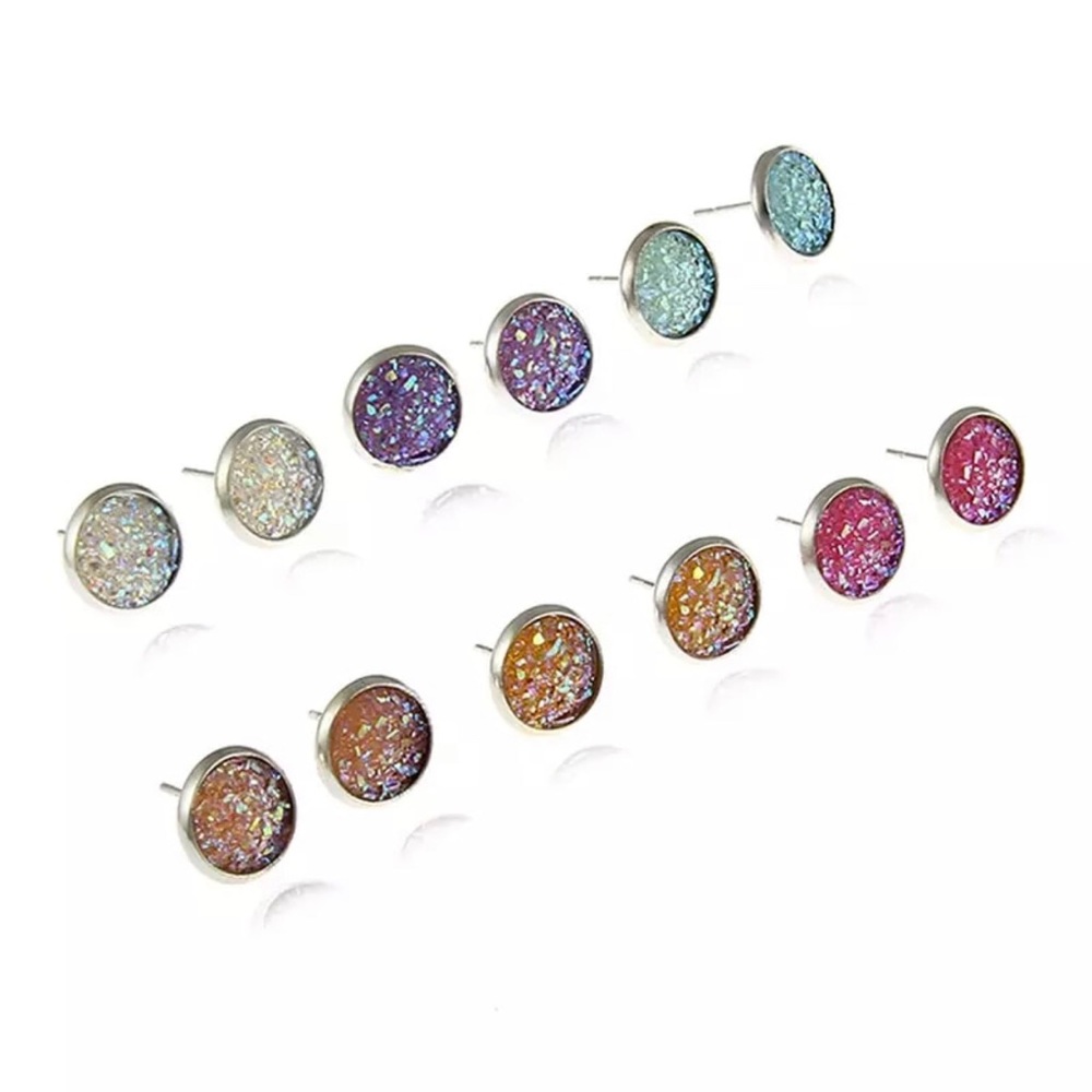 Set of 6 Pair Druzy Earrings - Picture 2 of 4